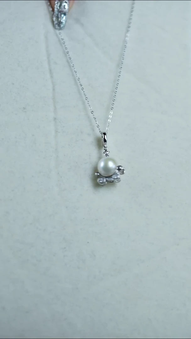 颈饰银S925镶嵌淡水珍珠DZ098