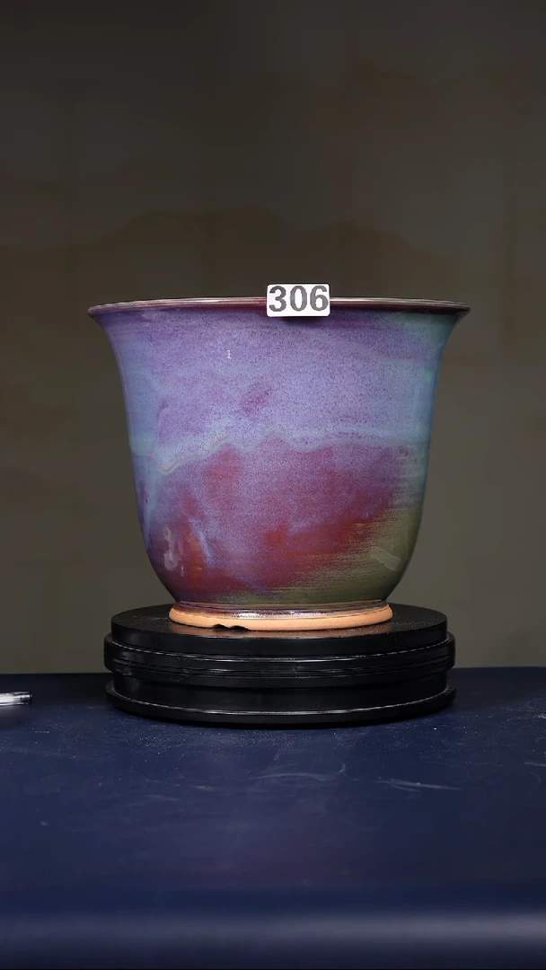 其他306号微瑕福利钧瓷青绿釉金钟盆  口径27.3高22.5