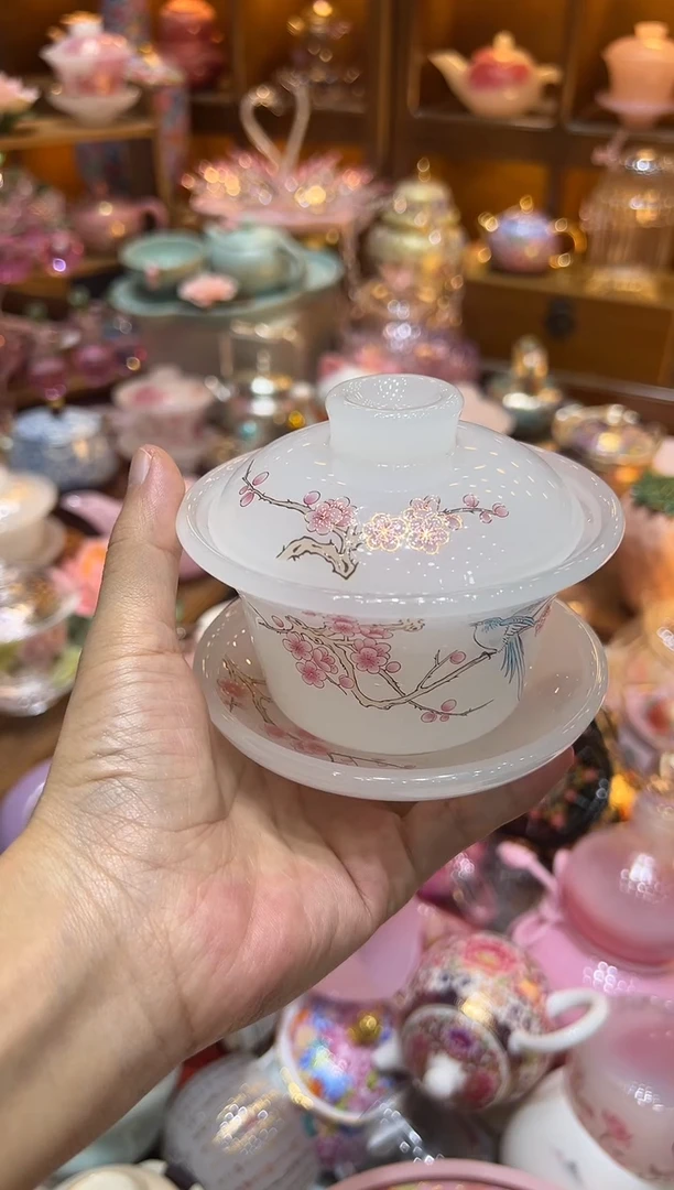 琉璃喜上眉梢盖碗