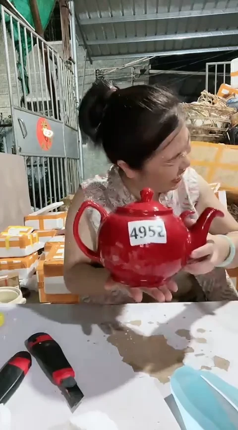 4952瑕疵红色壶不能明火