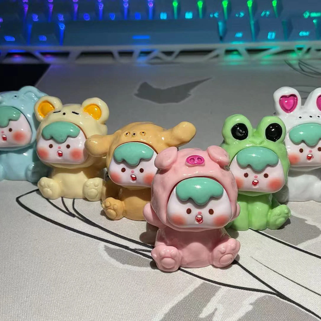 可爱动物崽崽树脂实色六款创意摆件