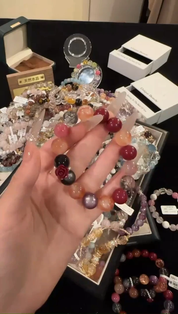 水晶手链合金红色多宝x1035