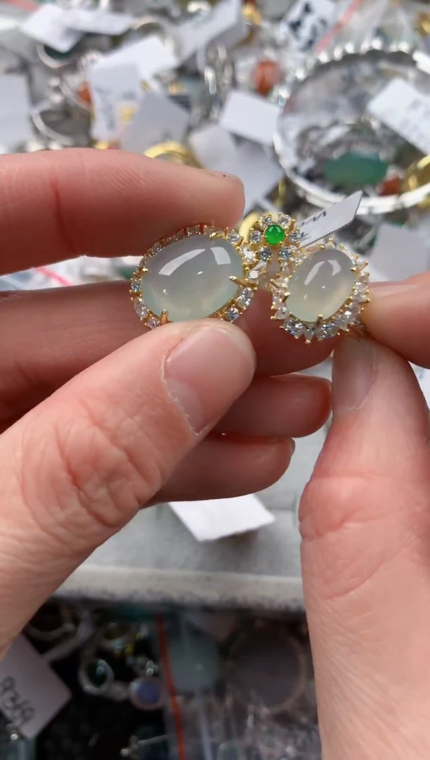 银S925镶嵌戒指翡翠666   2