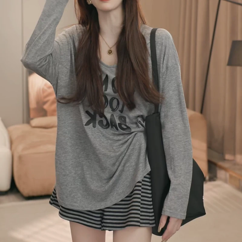 2025夏季新款字母印花薄款休闲时尚宽松T恤LK2505145