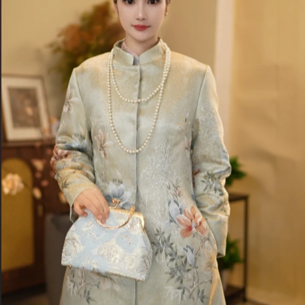 2024新款【玉兰乔木风衣】国风古韵喜妈妈喜婆婆婚宴改良旗袍HS9613