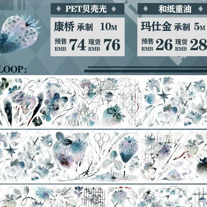 满18包邮百岚莓逝贝壳光分装特材拼贴贝壳光流麻手帐胶带咕卡盘