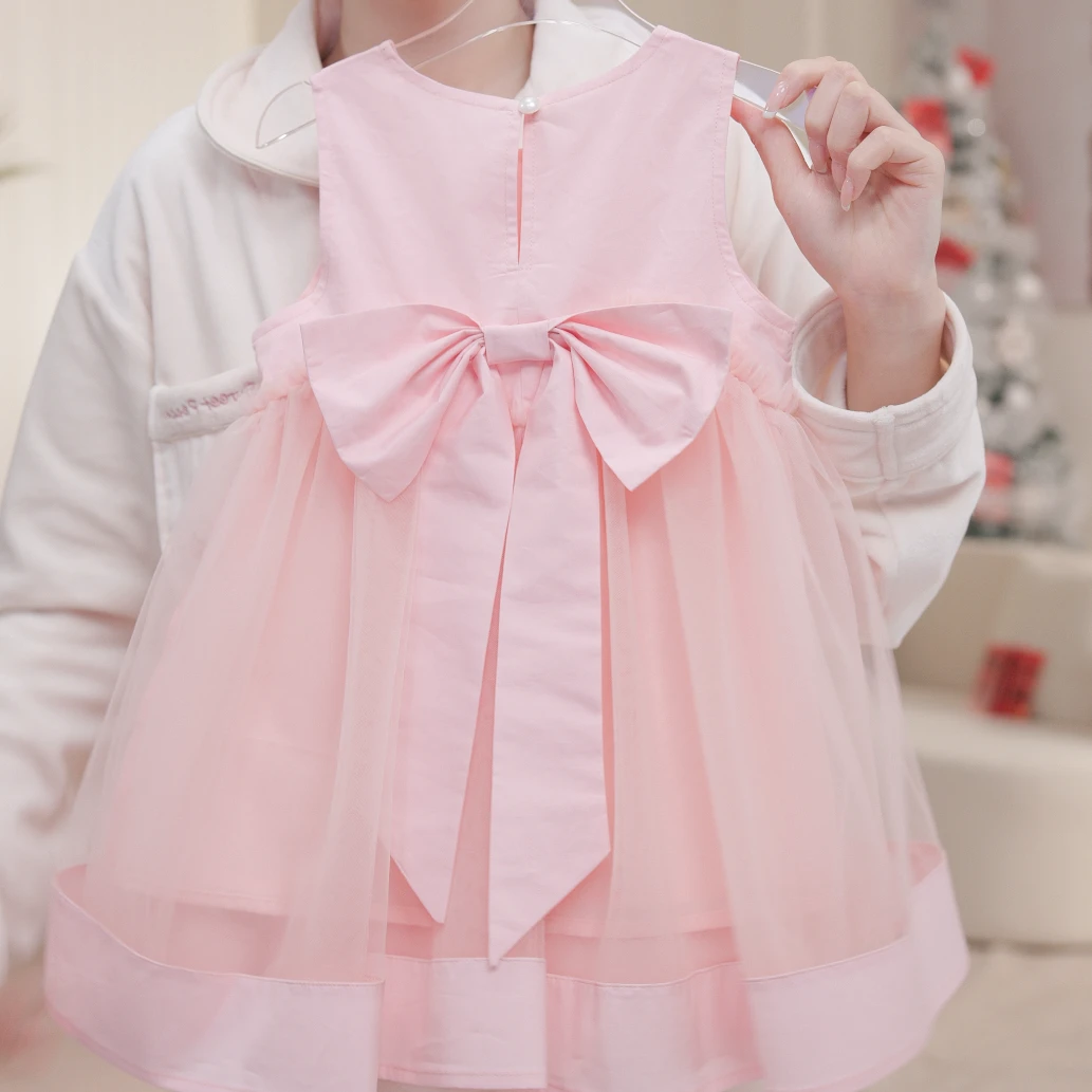 【粉嘟嘟】女童夏季背心裙儿童蝴蝶结连衣裙仙气女宝公主裙子S17130