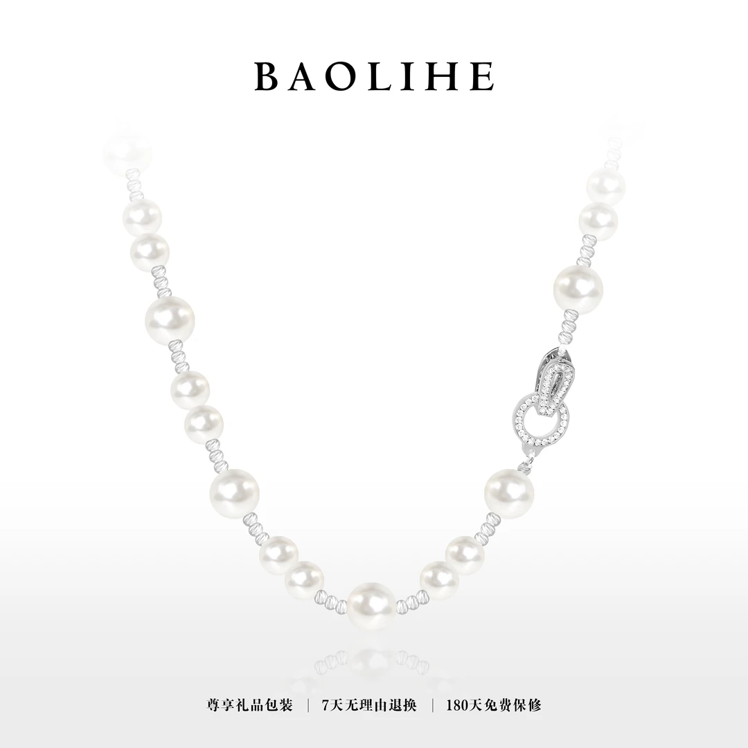 铜合金仿珍珠项链 秋冬新款简约高级感马蹄扣项链X5893