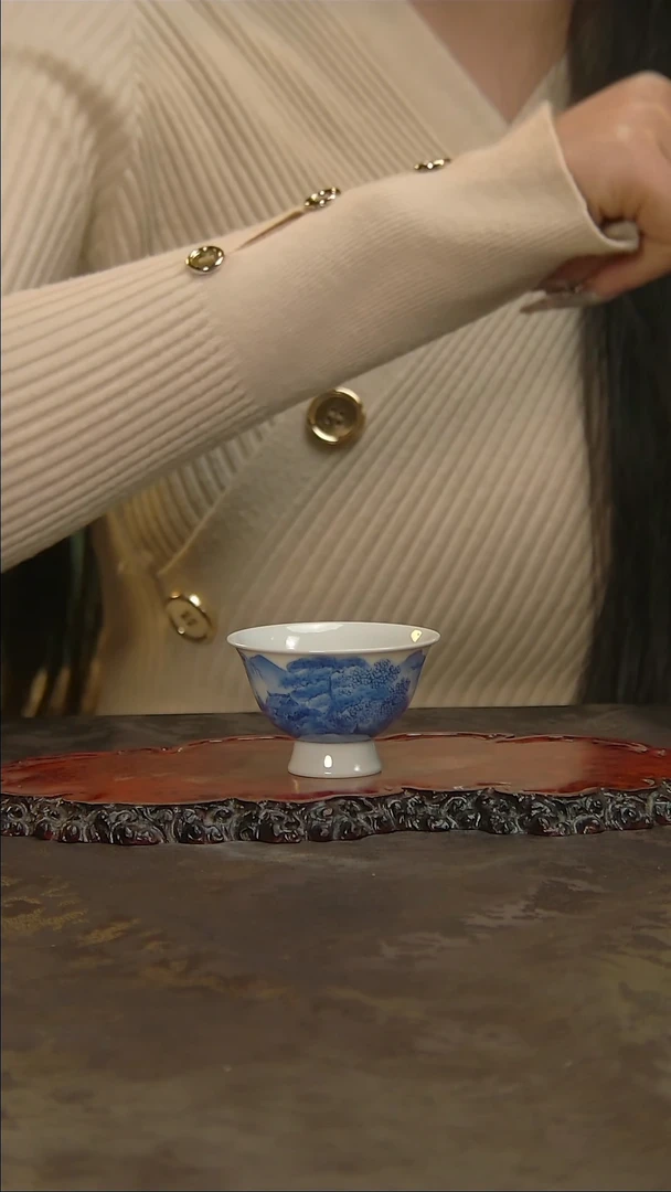 【闪购商品】青花手绘山水主人杯