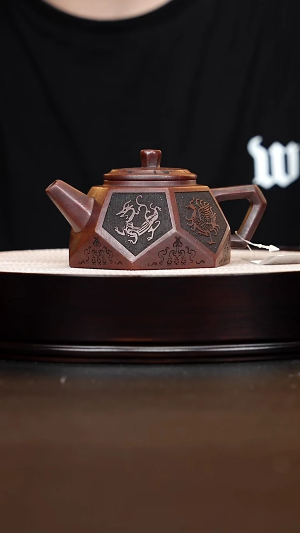 茶壶紫砂宜兴紫砂 钻石龙山古乌泥 周昌荣