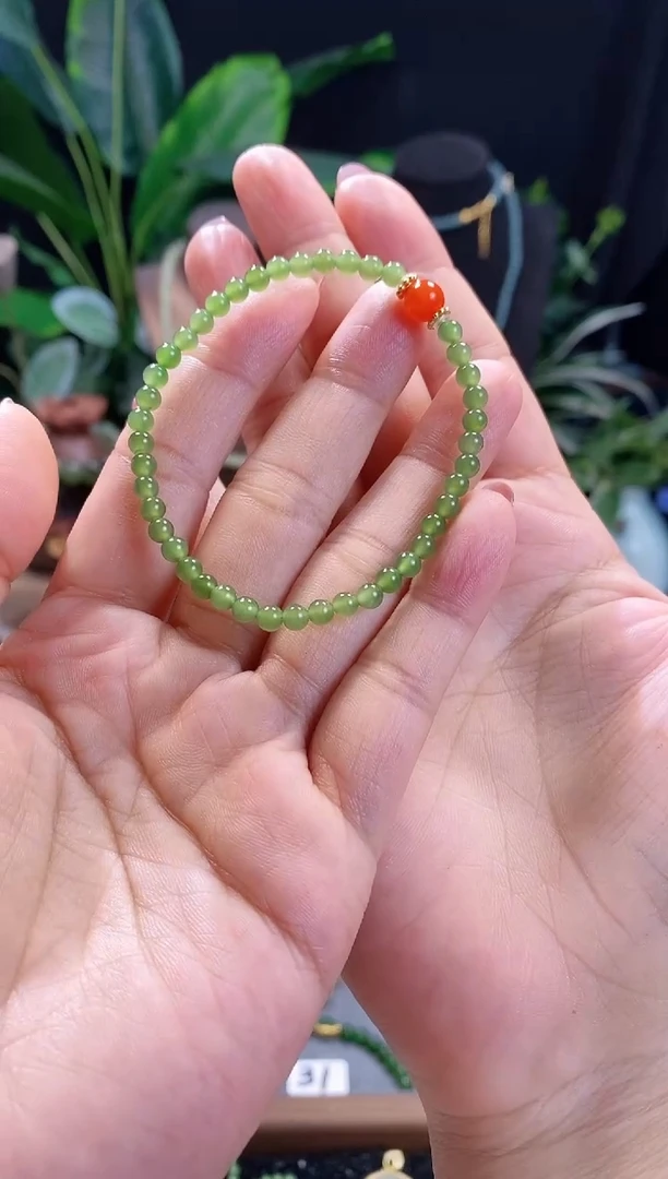 【闪购商品】和田玉（碧玉）手链未镶嵌精品4m俄料碧玉手串