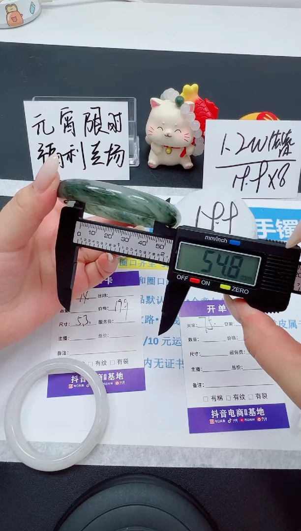 【闪购商品】石英质玉手镯未镶嵌编号 75-54.8圈 天山翠