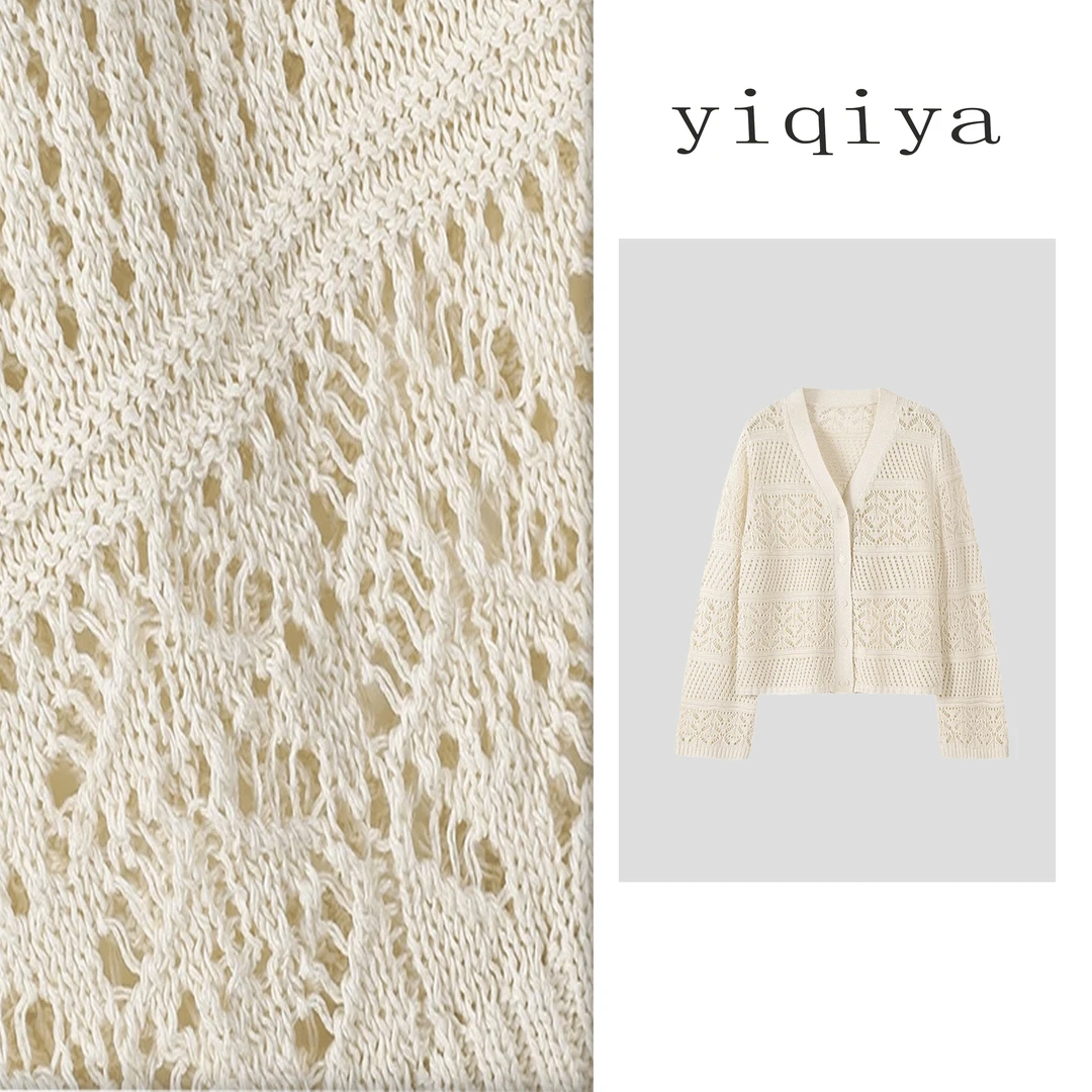 【婷婷】“植物学家”蕾丝时尚气质宽松百搭设计感小众一套外搭A20690