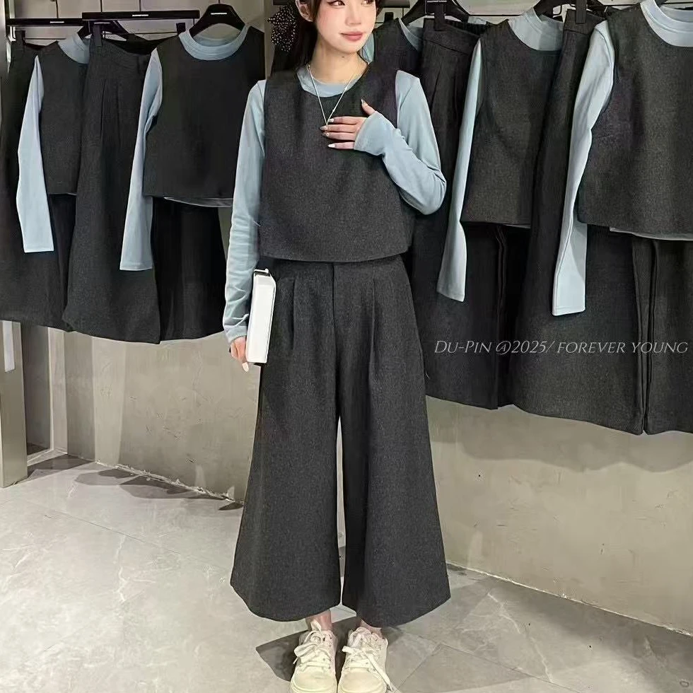 纯色气质时尚休闲裤时尚套装网红女装法式上衣裤子