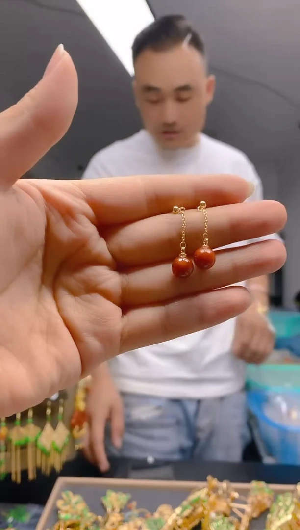 翡翠合金耳饰0362翡翠耳钉