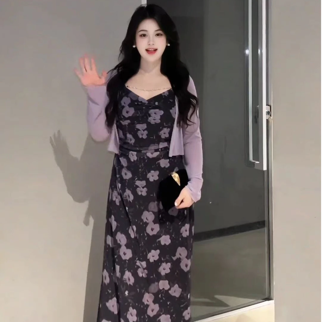 （破价清）胖MM显瘦法式吊带连衣裙夏季套装梨形身材绝美裙子1874