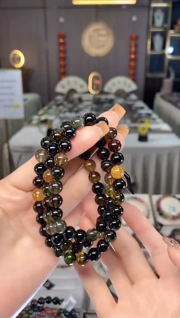 未镶嵌老矿碧玺黑糖项链8mm+碧玺dan一物一证