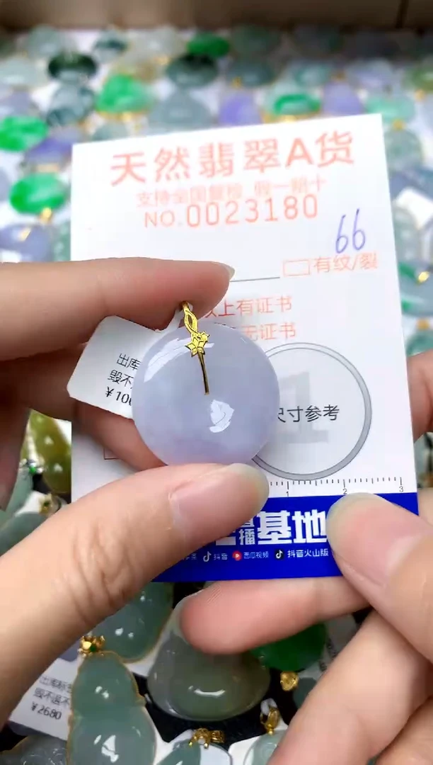 【闪购商品】翡翠颈饰18K金镶嵌66天然A货翡翠