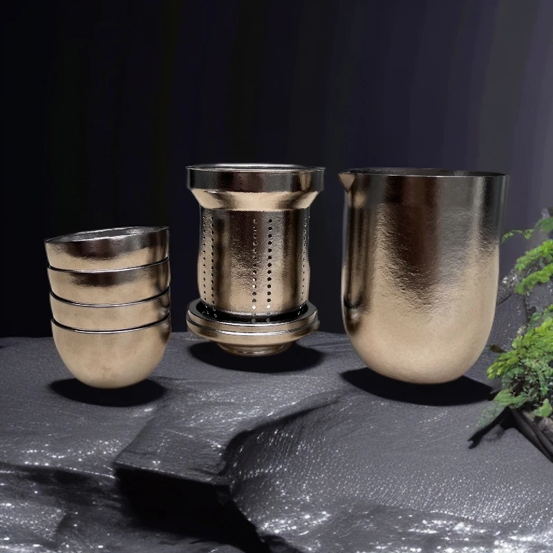 纯钛泡茶器360ml轻量化便携旅行茶具套装高端随身快客杯钛茶具