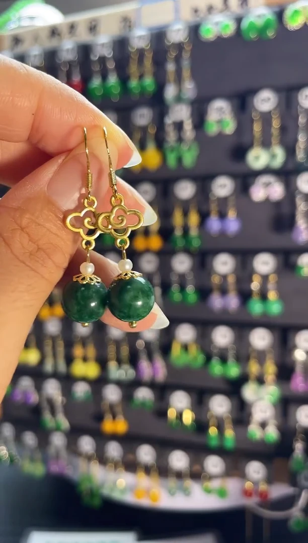 翡翠银S925镶嵌耳饰019......