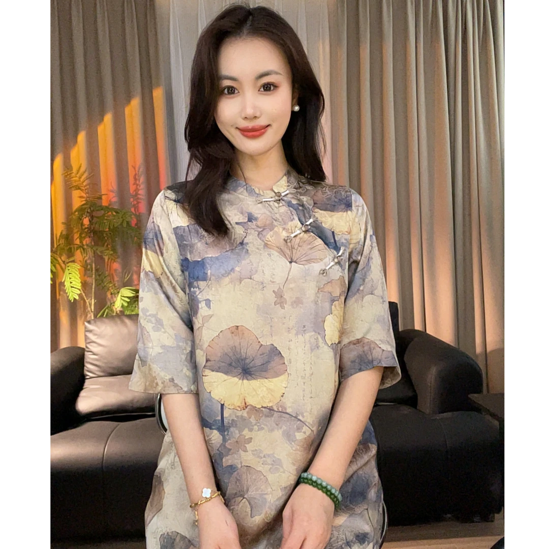 【荷塘月色】新款夏季气质新中式国风裙子改良气质连衣裙