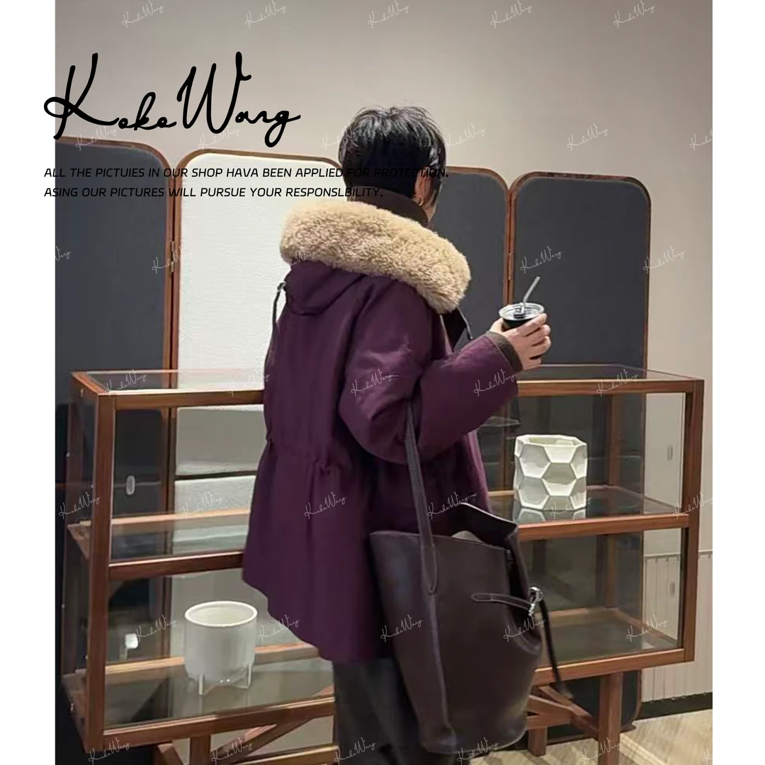 KOKO WANG秋冬高级感毛领拼接时尚鹅绒派克服外套X0685K08W41