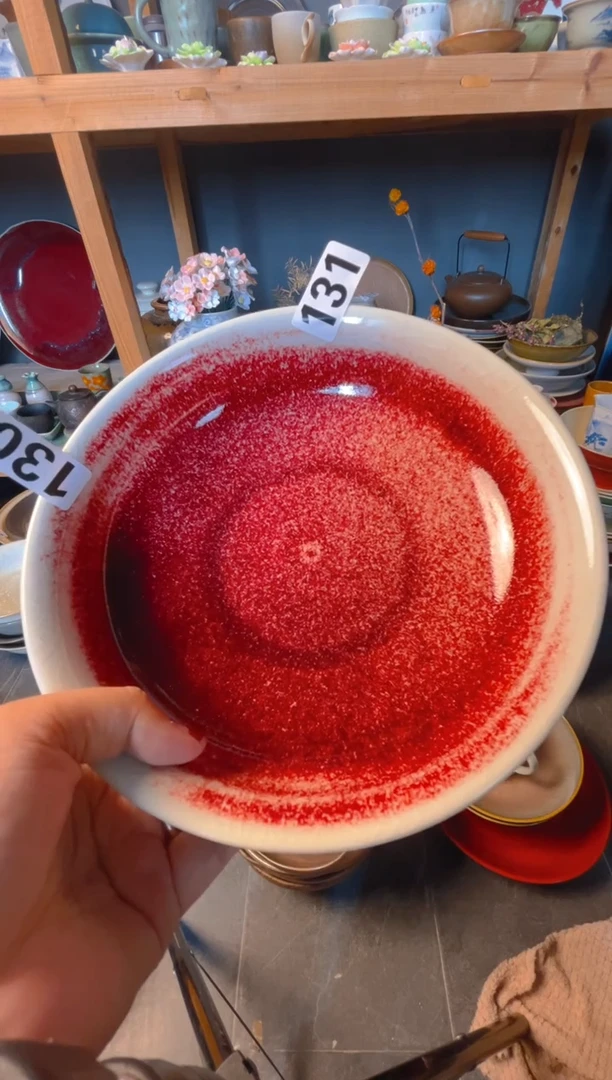 瓷片转****?131飘红反边盘