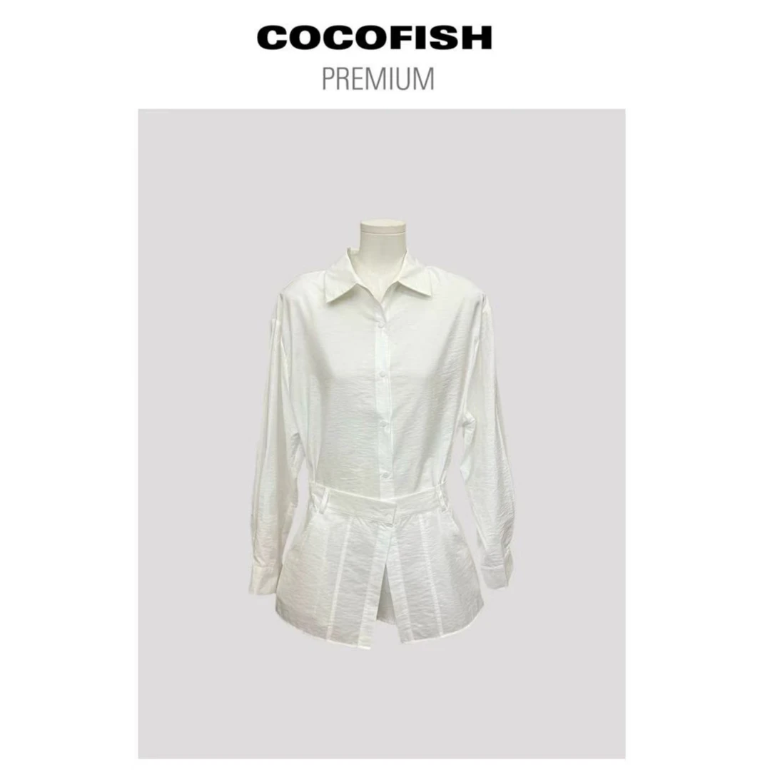 韩系设计感叠穿收腰休闲百搭长袖衬衫#20039