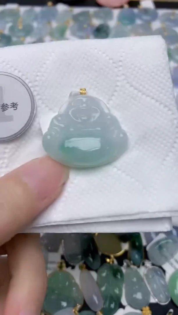 翡翠18K金镶嵌颈饰天然A货翡翠