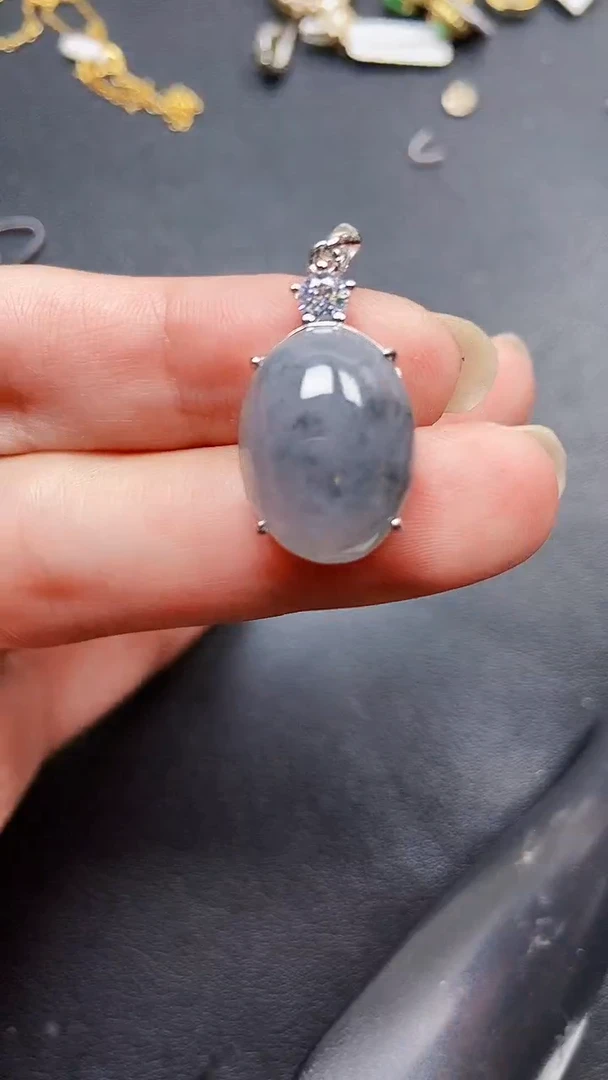 翡翠银S925镶嵌颈饰8968