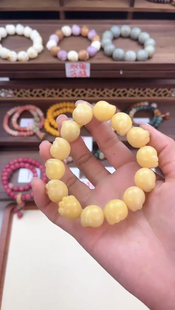 【闪购商品】白玉菩提手串柠檬色猫爪单圈手串04
