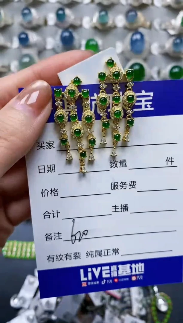 【闪购商品】翡翠耳饰银S925镶嵌0620