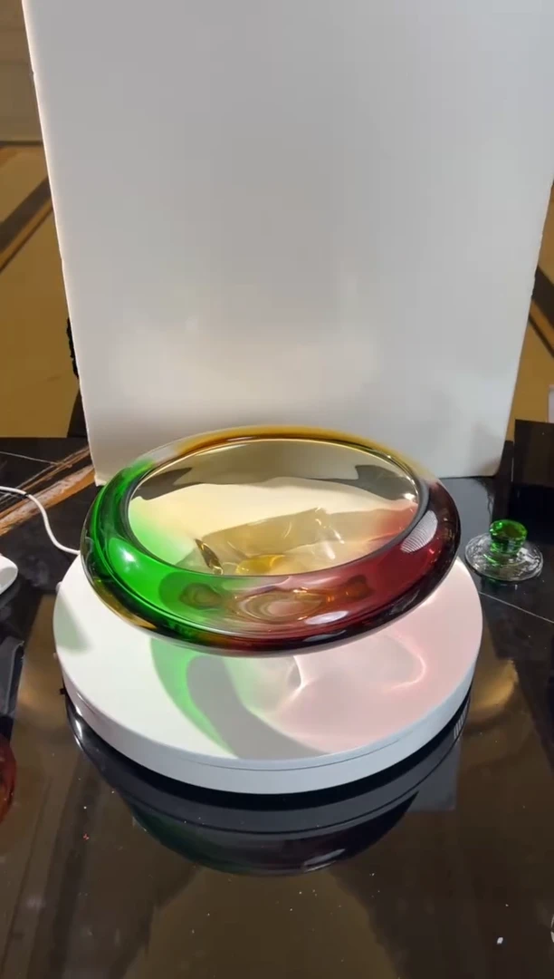 【闪购商品】摆件AJ02079茶金色配绿三色圆形果盘