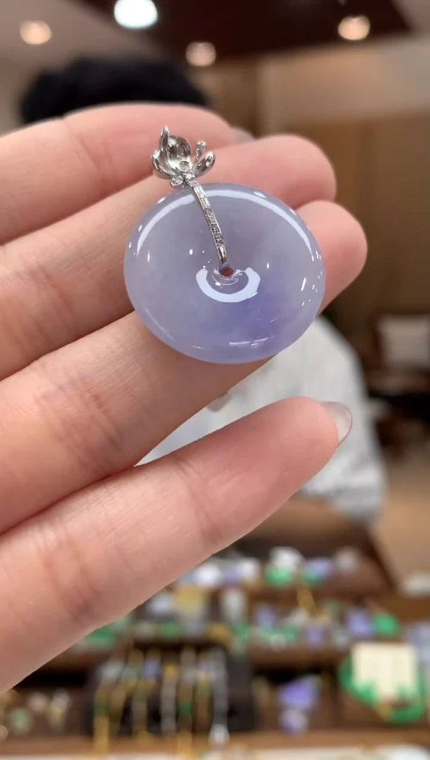 翡翠18K金镶嵌吊坠(不含链)H**y平安扣