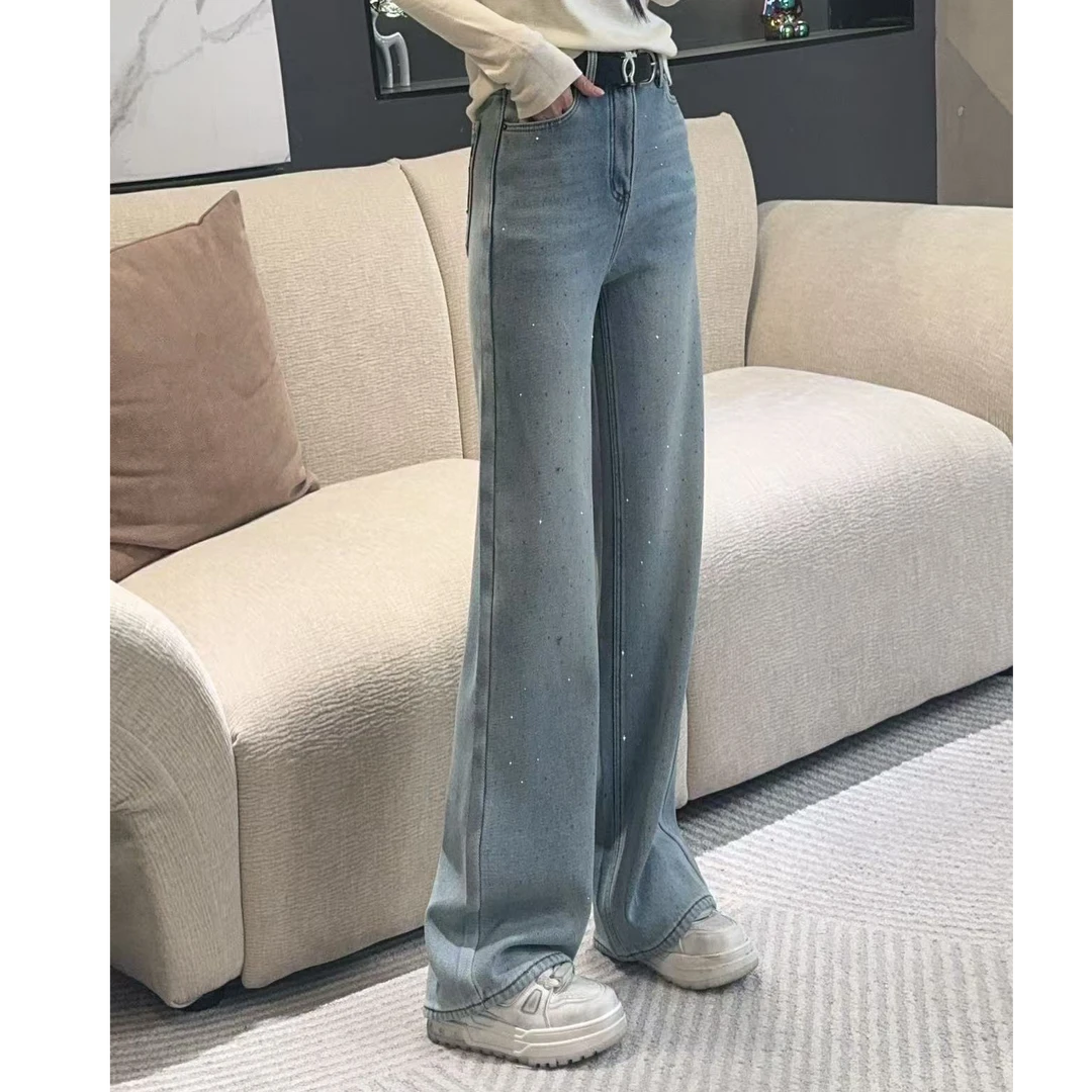 熙薇【繁星点点】2025冬季新款设计师时尚百搭加绒休闲牛仔裤L5591