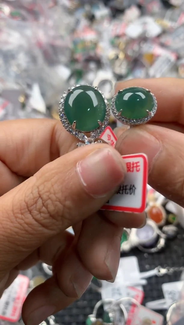 银S925镶嵌戒指翡翠11-11----9