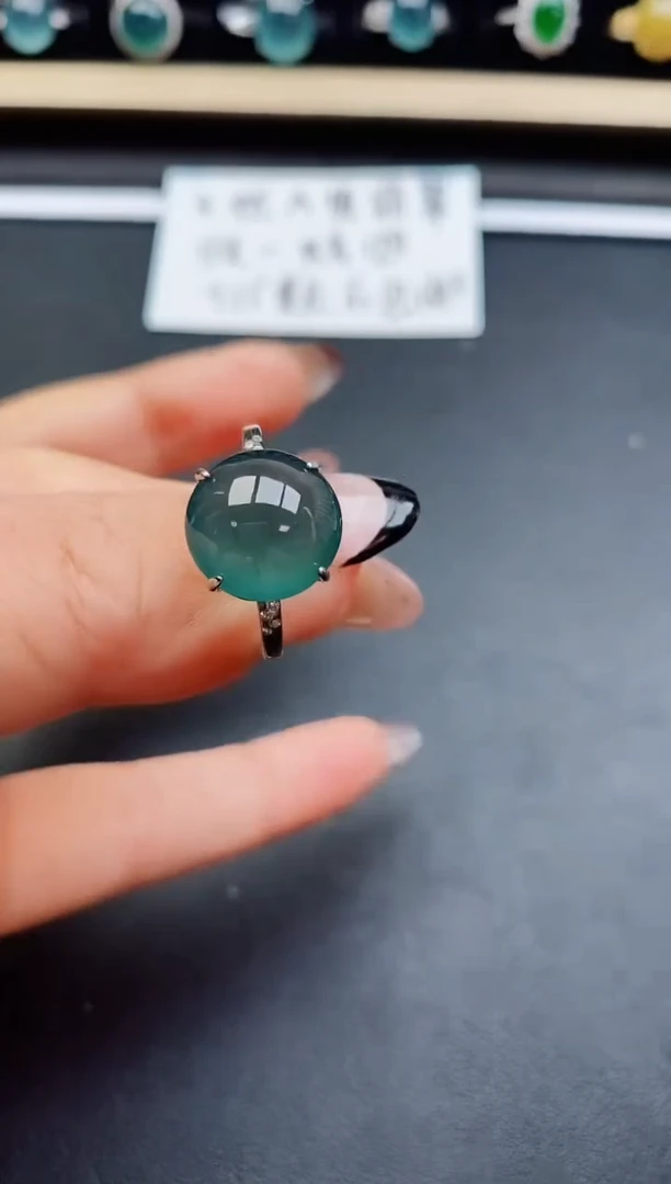 翡翠戒指银S925镶嵌50800