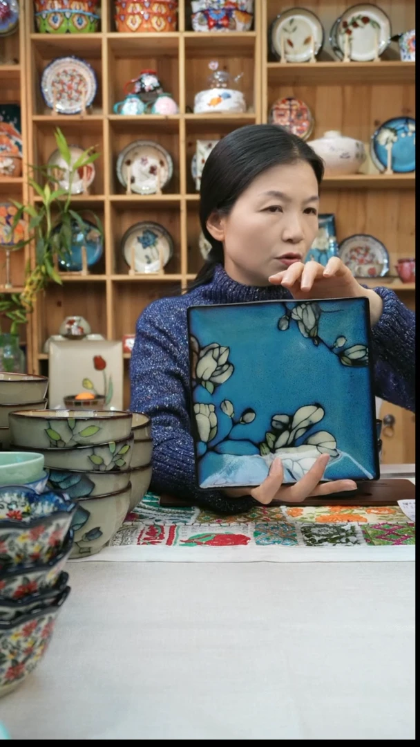 瓷片小可高温瓷餐具小方盘1只