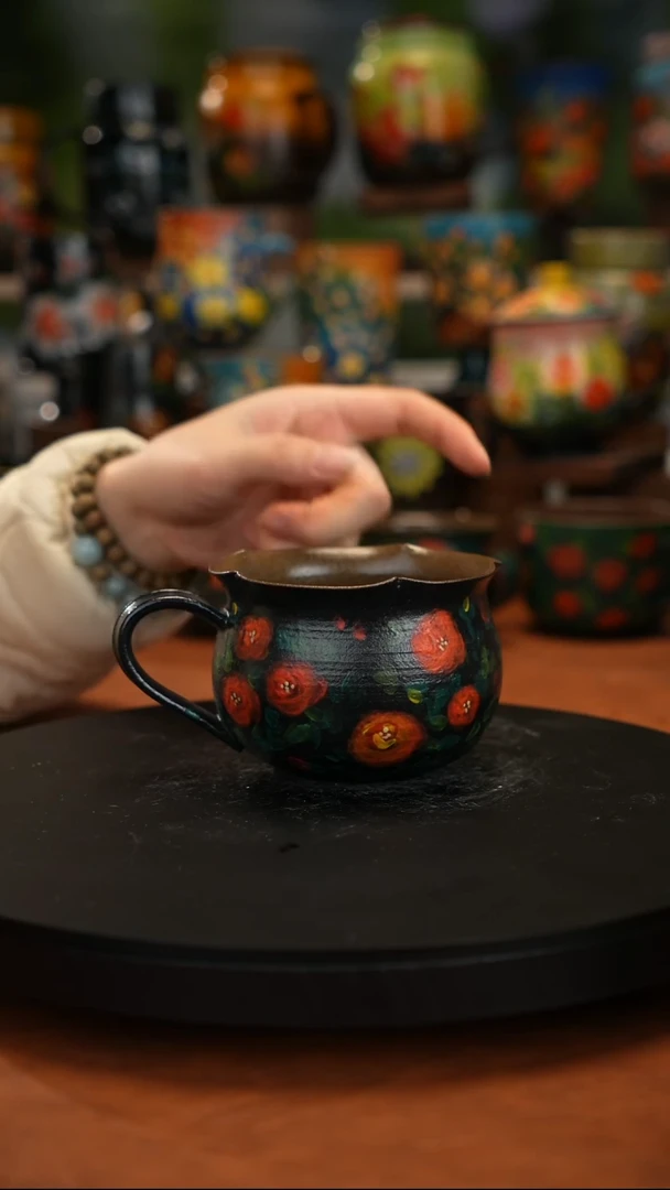 紫砂油画手绘釉下彩