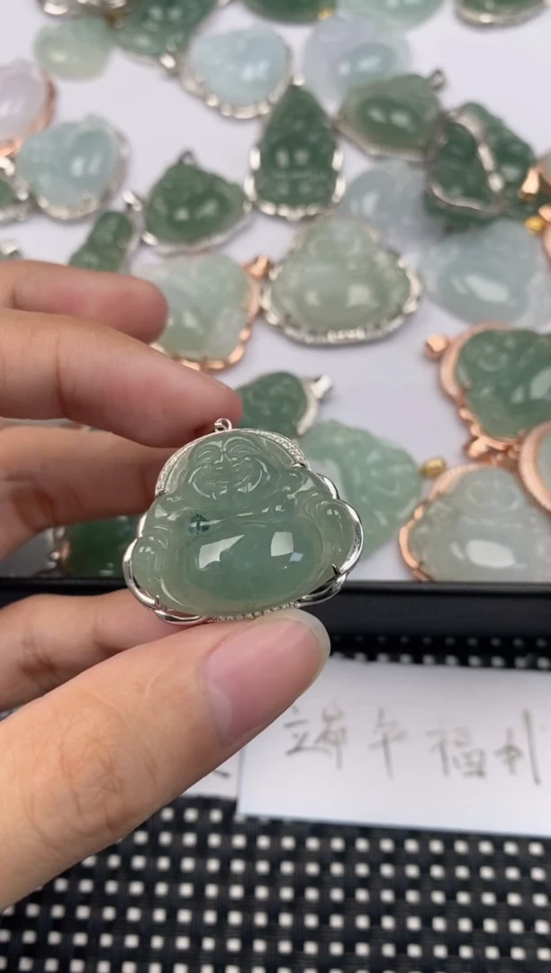 翡翠银S925镶嵌吊坠(不含链)挂件