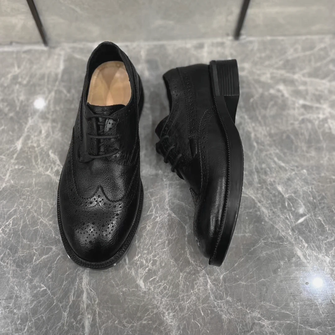 现货系带孟克复古港风粗跟英伦风单鞋皮鞋女手抓皮软底玛丽珍