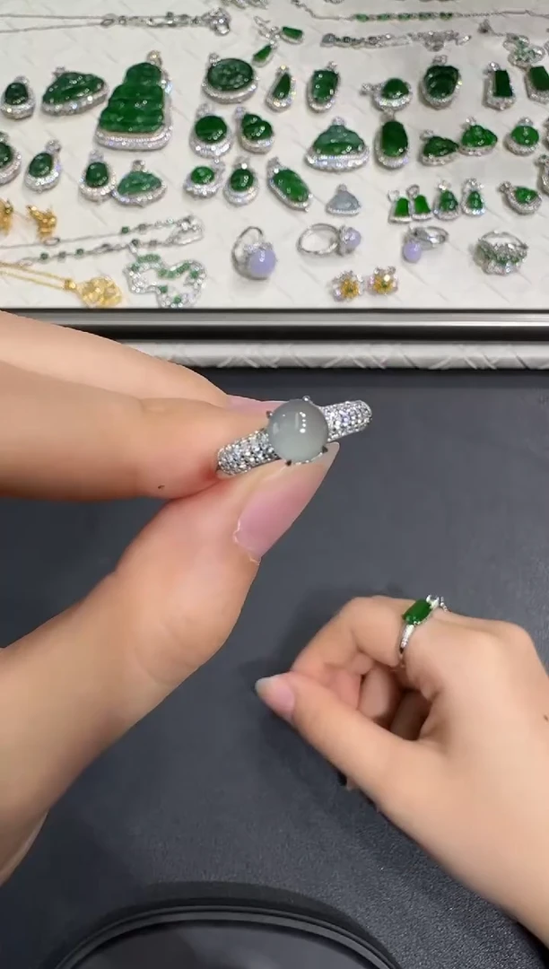 银S925镶嵌戒指翡翠X1120-886-113