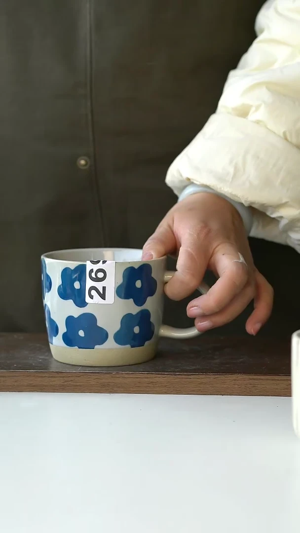 【闪购商品】陶瓷粗陶花朵马克杯微瑕@4-2@