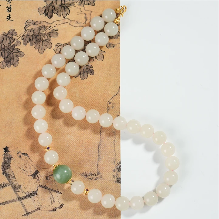 【老掌柜讲珠宝】和田玉藕粉妈妈链 S050610
