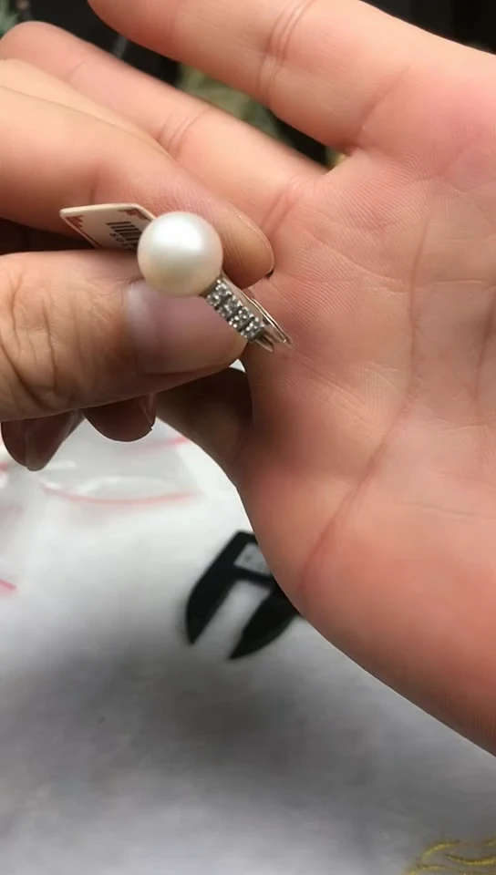 银S925镶嵌戒指淡水珍珠戒指