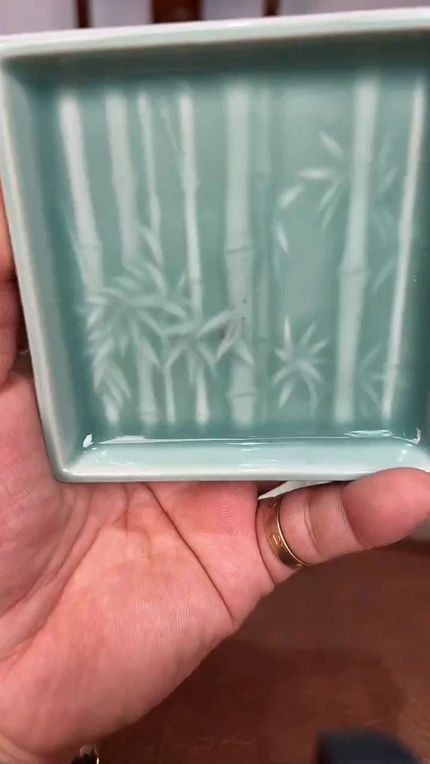 龙泉窑天青节节高升小果碟0688