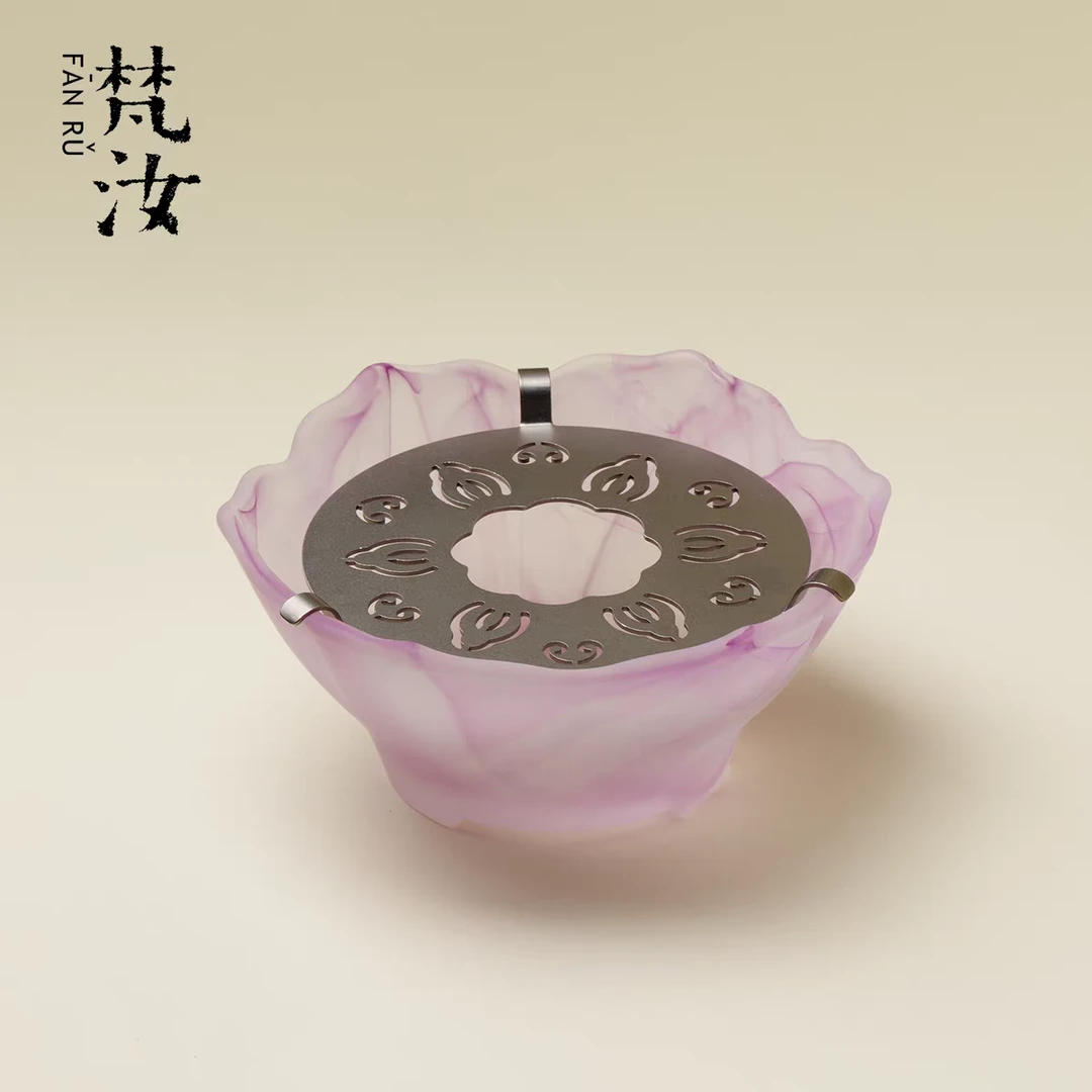 梵汝 粉彩琉璃温茶炉中式创意莲花蜡烛加热温茶器室内家用暖茶炉