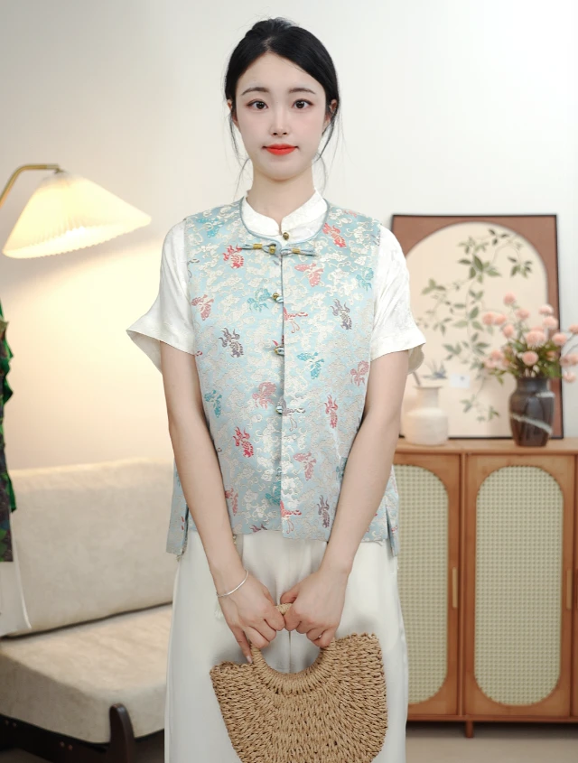 新中式女装爆款时尚新款马甲上衣国风复古气质优雅无袖文艺