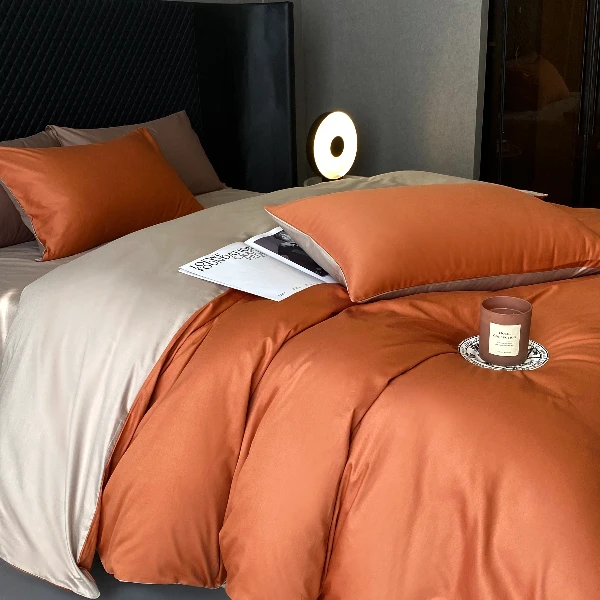 （纯色双拼系列）全棉撞色纯棉四件套 拼色长绒棉纯棉纯色床上用品