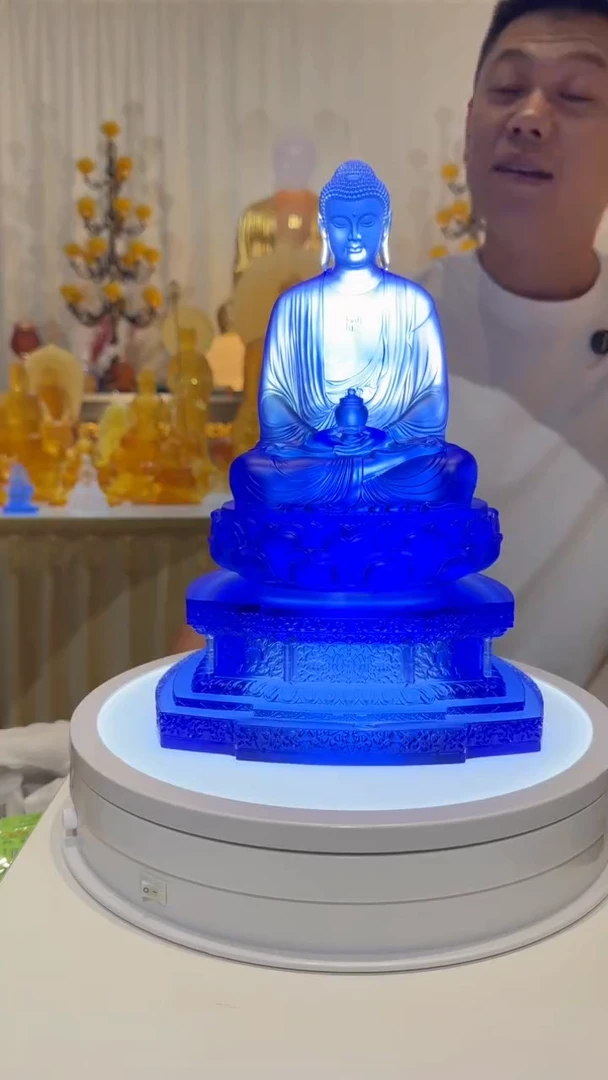 手工艺品琉璃马****威匠门琉璃22公分药师加底座